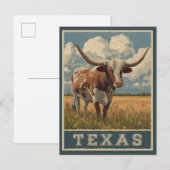 Texas Longhorn Bull Retro Reizen Briefkaart (Voorkant / Achterkant)