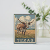 Texas Longhorn Bull Retro Reizen Briefkaart (Staand voorkant)