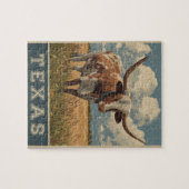 Texas Longhorn Bull Retro Reizen Legpuzzel (Horizontaal)