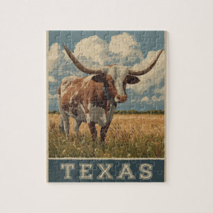  Texas Longhorn Bull Retro Reizen Legpuzzel