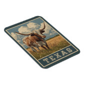  Texas Longhorn Bull Retro Reizen Magneet (Rechterzijde)