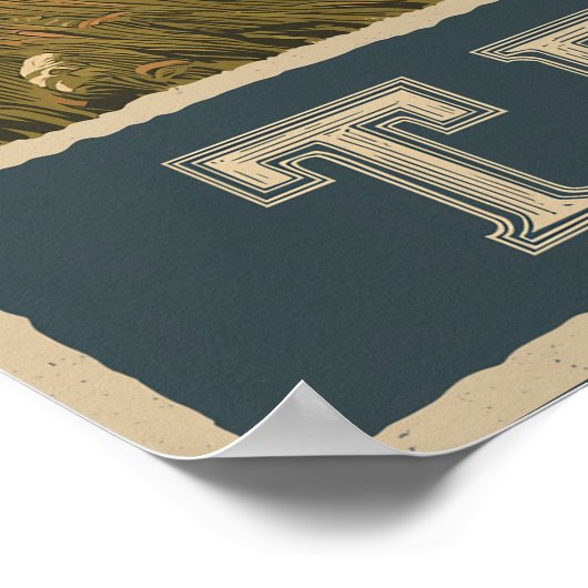  Texas Longhorn Bull Retro Reizen Poster (Hoek)