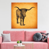 Texas Longhorn Bull Rustic  Westerne Kunst Canvas Afdruk (Insitu (Woonkamer))
