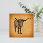 Texas Longhorn Bull Rustic  Westerne Kunst Kaart (Staand voorkant)