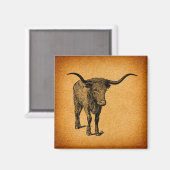 Texas Longhorn Bull Rustic Westerne Kunst Magneet (Voorkant / Achterkant)