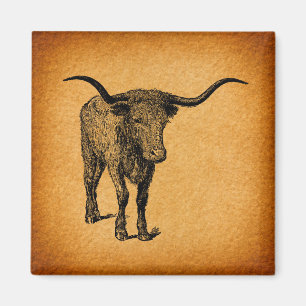 Texas Longhorn Bull Rustic  Westerne Kunst Magneet