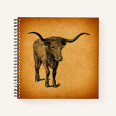 Texas Longhorn Bull Rustic  Westerne Kunst Notitieboek (Voorkant)