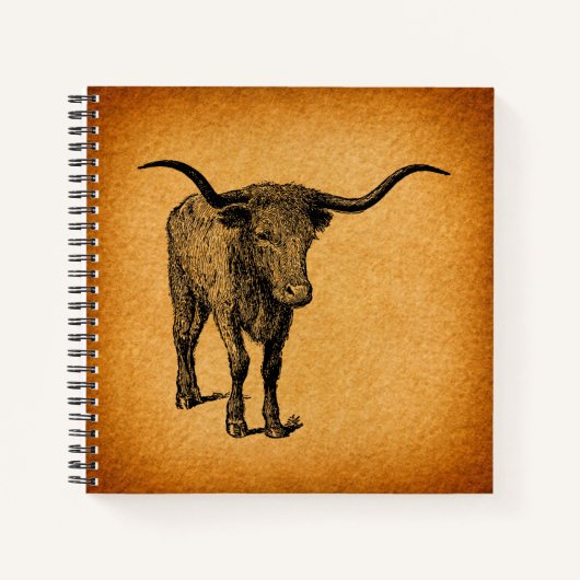 Texas Longhorn Bull Rustic  Westerne Kunst Notitieboek (Voorkant)