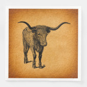 Texas Longhorn Bull Rustic  Westerne Kunst Servet (Voorkant)