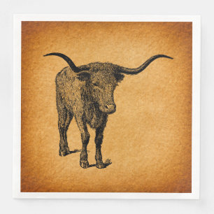 Texas Longhorn Bull Rustic Westerne Kunst Servet
