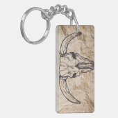Texas Longhorn Bull Skull Sleutelhanger (Voorkant Links)