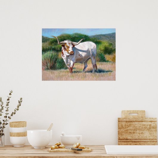 Texas Longhorn Bull Western Art Animal Poster (Keuken)
