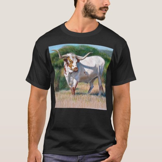 Texas Longhorn Bull Western Kunstschilder T-shirt (Voorkant)