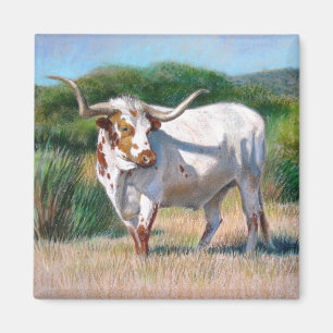 Texas Longhorn Bull Western kunstschilderij Magneet