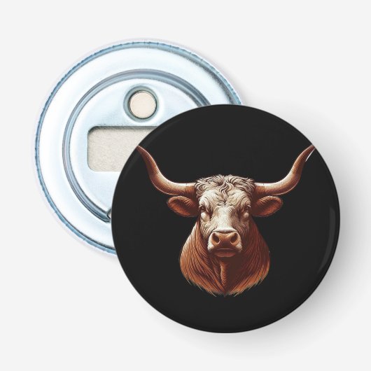 Texas Longhorn Button Flesopener (Voorkant)