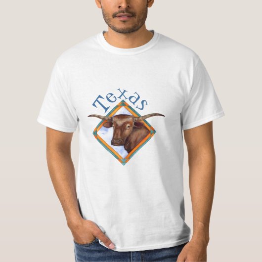 Texas Longhorn Cattle Cow Bull Design T-Shirt (Voorkant)