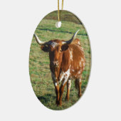 Texas Longhorn Cattle Koe Foto Rustic Keramisch Ornament (Links)