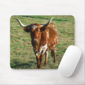 Texas Longhorn Cattle Koe Foto Rustic Muismat (Met muis)