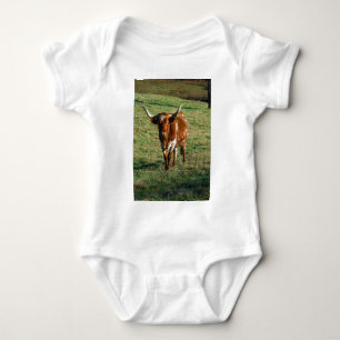 Texas Longhorn Cattle Koe Foto Rustic Romper