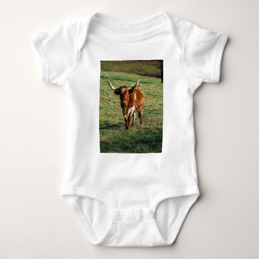 Texas Longhorn Cattle Koe Foto Rustic Romper (Voorkant)