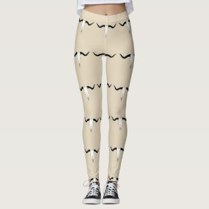 Texas Longhorn Cattle Skull - Horns Pattern Leggings