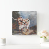 Texas Longhorn Clock Vierkante Klok (Huis)