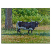 Texas Longhorn Cow Art Glass Cutting Board Snijplank (Voorkant)