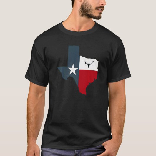 Texas Longhorn eenzame ster Texas vlag T-shirt (Voorkant)