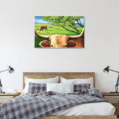 Texas Longhorn gewikkeld canvas (Insitu (Slaapkamer))