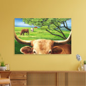Texas Longhorn gewikkeld canvas (Insitu (Woonkamer))