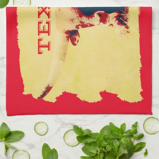 Texas Longhorn Gold en Red Kitchen Towel Theedoek (Gevouwen)