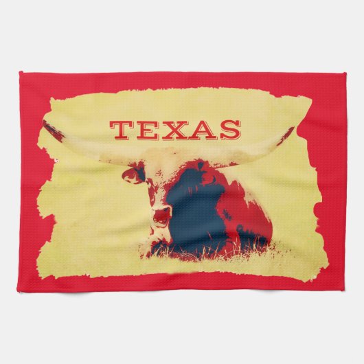 Texas Longhorn Gold en Red Kitchen Towel Theedoek (Horizontaal)