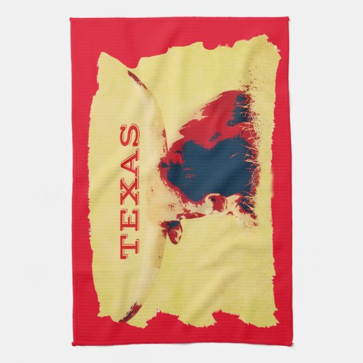 Texas Longhorn Goud en Rode Keukenhanddoek (Verticaal)