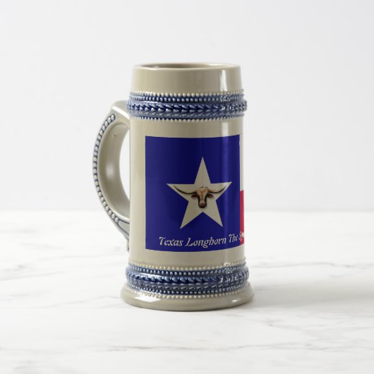 Texas Longhorn het symbool van Power Beer Stein Bierpul (Voorkant links)