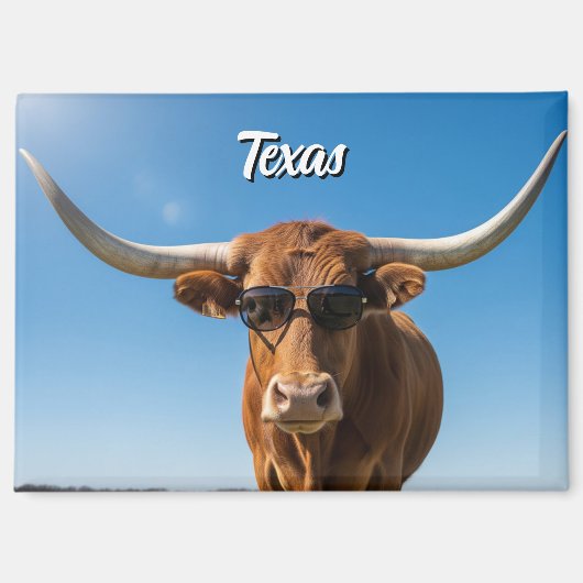 Texas longhorn in een zonnebril magneet (Voorkant)