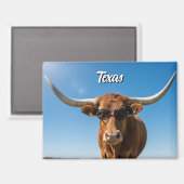 Texas longhorn in een zonnebril magneet (Voorkant / Achterkant)