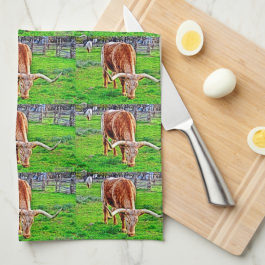 Texas Longhorn Kitchen Towel Theedoek (Quarter Fold)