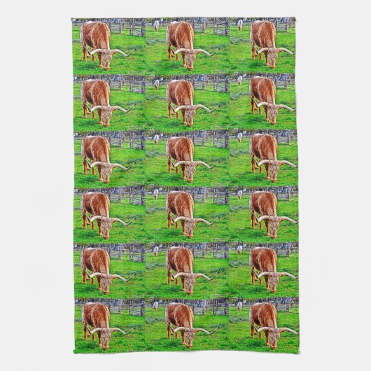 Texas Longhorn Kitchen Towel Theedoek (Verticaal)
