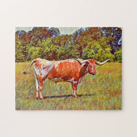 Texas Longhorn Koe Art Puzzle Legpuzzel (Horizontaal)