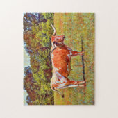 Texas Longhorn Koe Art Puzzle Legpuzzel (Verticaal)