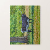 Texas Longhorn Koe Boerderij Style Art Puzzel Legpuzzel (Verticaal)