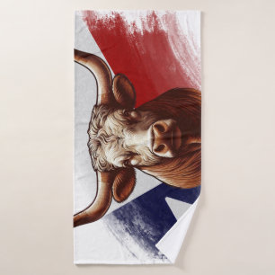 Texas longhorn koe en vlag badhanddoek