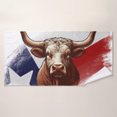 Texas longhorn koe en vlag badhanddoek (Badhanddoek)