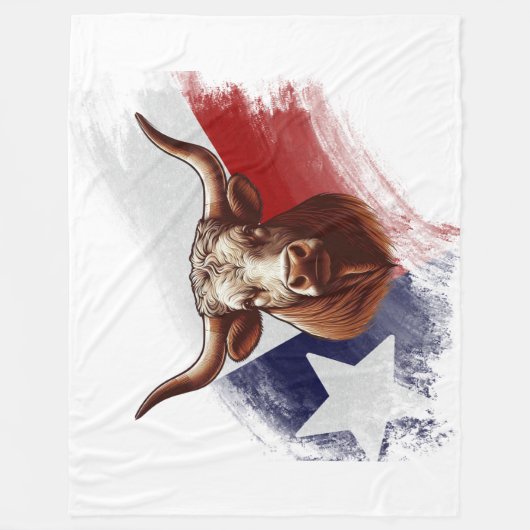 Texas longhorn koe fleece deken (Voorkant)