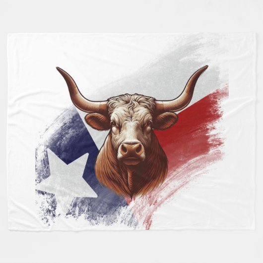 Texas longhorn koe fleece deken (Voorkant (Horizontaal))