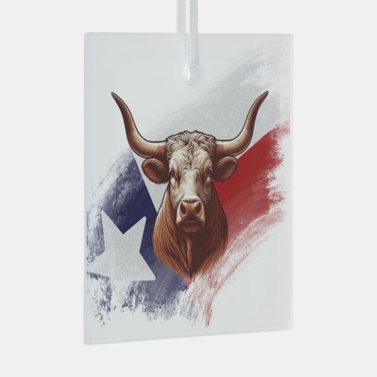 Texas longhorn koe glas ornament (Voorkant Rechts)