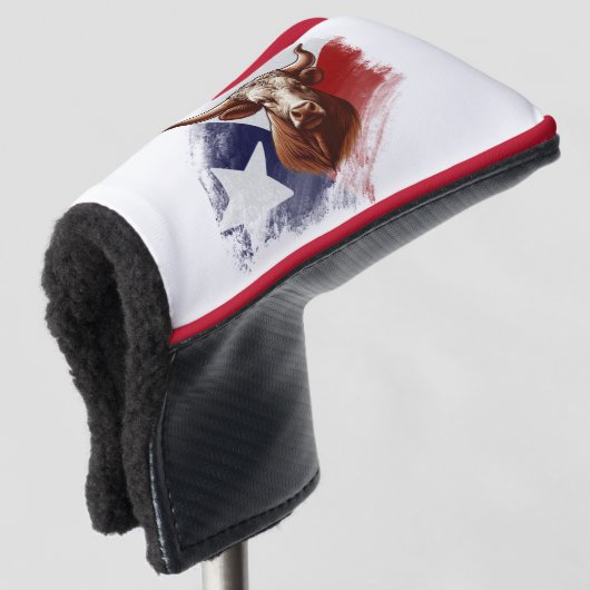 Texas longhorn koe golfheadcover (3/4 voorkant)