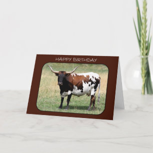 Texas Longhorn Koe Happy Birthday Kaart