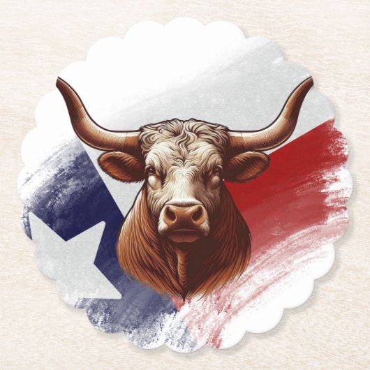 Texas longhorn koe kartonnen onderzetters (Voorkant)