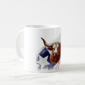 Texas longhorn koe koffiemok (Voorkant links)